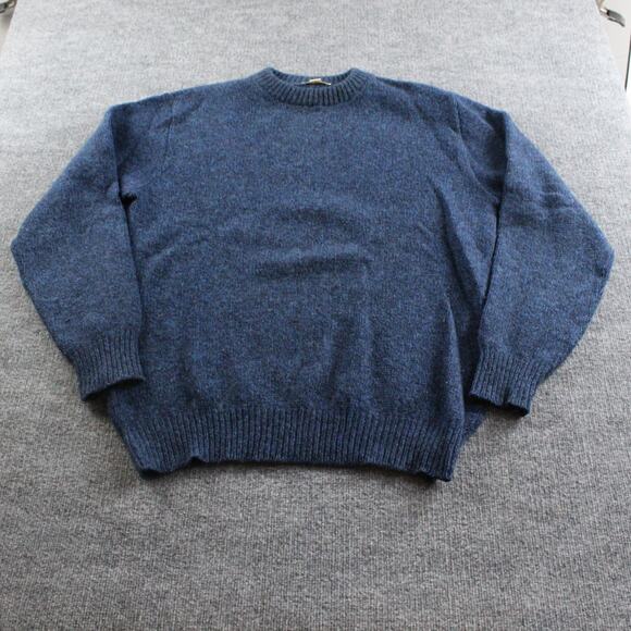 Vintage LL Bean Sweater Mens XL Long Blue Wool Blend Crew Neck Knit Made in USA - Picture 1 of 6